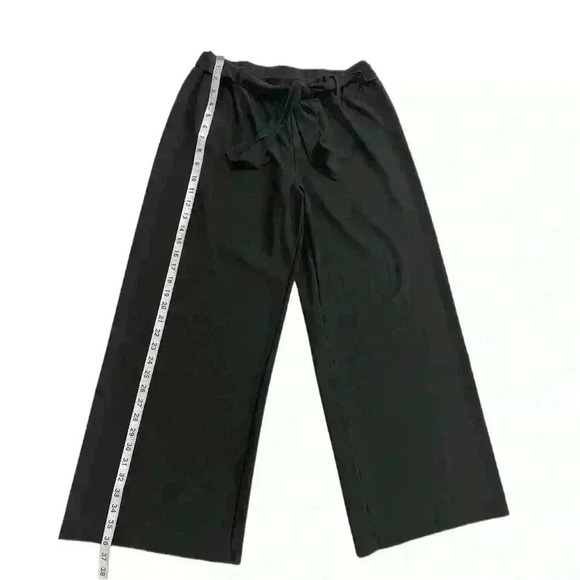 Ashley Blue Women's Black Tie Waist Pull On Wide Leg Pants Size L - Picture 2 of 8